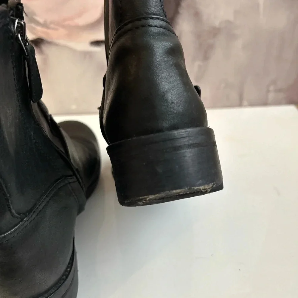 ! Tory Burch black  Leather combat Boots sz 6.5